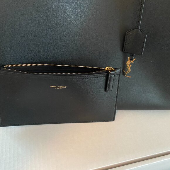 YSL SHOPPER TOTE BLACK LEATHER Authentic - Picture 12 of 16